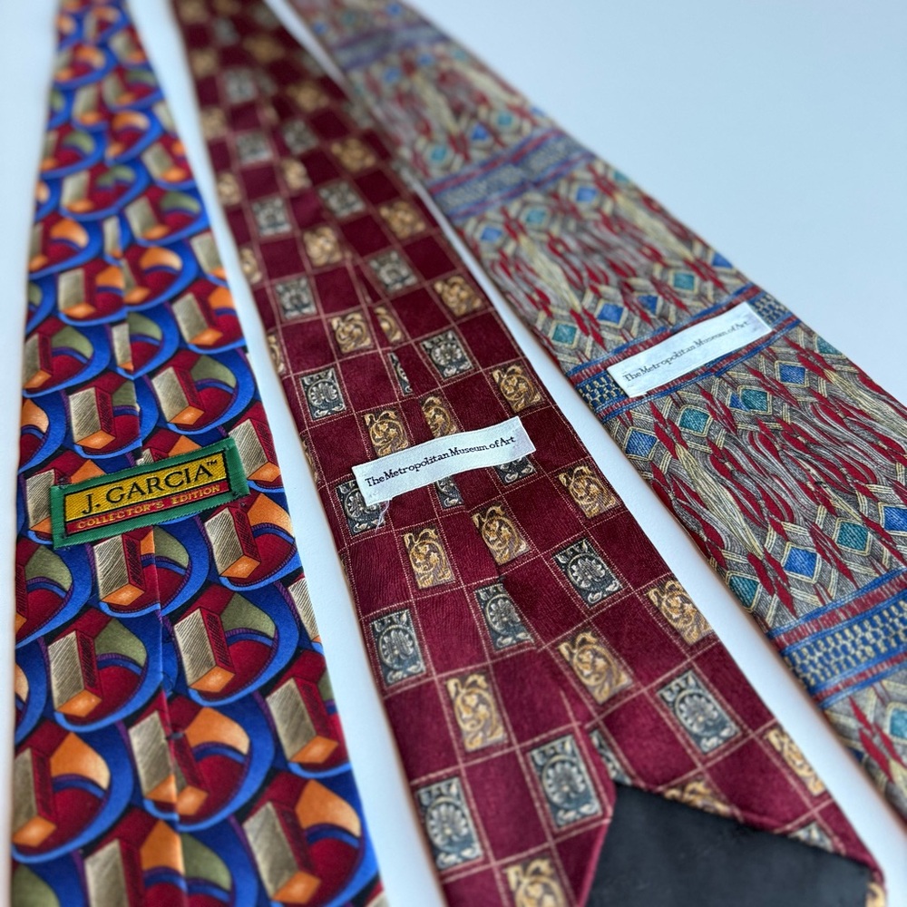 Lot of 3 Vintage Silk Tie J. Garcia Collector’s Edition Metropolitan Museum Art